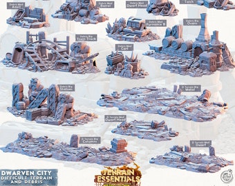 Terreno de escombros de ciudad enana / Resina sin pintar 28 mm, 32 mm / Miniatura / Pathfinder RPG Mesa DnD /