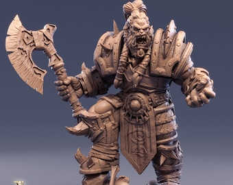Orc Fighter Barbarian Battle Axe | Scales: 28mm | 32mm |54mm| 75mm |100mm  Megaboss | Dungeons and Dragons | Pathfinder |