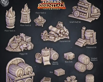 Tavern Scatter Props Terrain | Solid Resin 28mm, 32mm| Dungeons and Dragons 5e Miniature | Pathfinder | RPG Tabletop scatter Terrain | DnD|