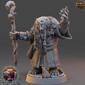 BearFolk Werebear Druid, Cleric  Scales: 28mm, 32mm,54mm,75mm | D&D 5e Megaboss | Dungeons and Dragons | Pathfinder | Daybreak Miniatures