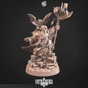 Dwarf Wizard Miniatures | Spell Caster | Dungeons and Dragons | 28mm,32mm,54mm, 75mm, 100mm Scales | Pathfinder | Figure for Painting|