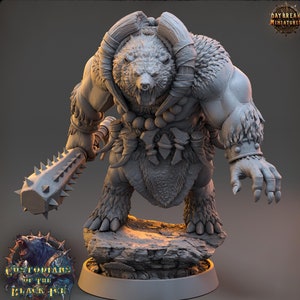 BearFolk Fighter Werebear Fighter Scales: 28mm, 32mm,54mm,75mm,100mm | D&D 5e | Dungeons and Dragons | Pathfinder | Daybreak Miniatures