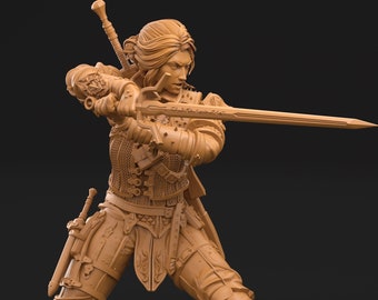 Pinup Female Human Fighter Ranger Monster Hunter PC NPC | 28mm, 32mm Scales also 50mm & 100mm | Dungeons and Dragons | Pathfinder | 3dArtGuy