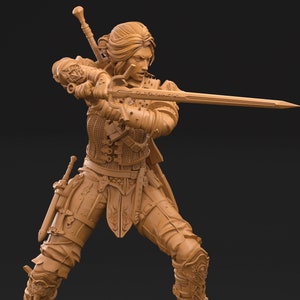 Pinup Female Human Fighter Ranger Monster Hunter PC NPC | 28mm, 32mm Scales also 50mm & 100mm | Dungeons and Dragons | Pathfinder | 3dArtGuy