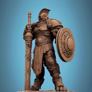 Leonin LionFolk Fighter in Armor | 28mm, 32mm, 54mm, 75mm Scales,100mm Tall | Dungeons and Dragons D&D 5e | Pathfinder| Daybreak Miniatures
