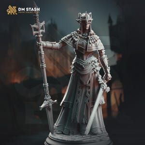 Weiblicher Paladin, Kämpfer Kampfmeister, Kleriker D & D 5e Mini | 28 mm, 32 mm, 54 mm, 75 mm, 100 mm Skalen | Dungeons and Dragons Pathfinder | DM Versteck