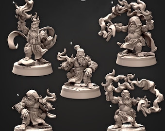 Miniaturas de mago, hechicero y brujo enano / Dungeons & Dragons / Escalas de 28 mm, 32 mm, 54 mm, 75 mm y 100 mm / Pathfinder