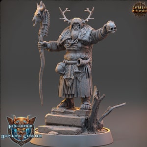 Human Druid, Cleric PC NPC Unpainted  | 28mm, 32mm, 54mm, 75mm Scales 100mm Tall | Dungeons and Dragons | Pathfinder | Daybreak Miniatures