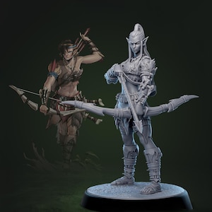 Female Elf Gloom Stalker Ranger Assassin Rogue Unpainted | 28mm,32mm,54mm,75mm,100mm Scale | Resin Dungeons and Dragons | Mammoth Factory