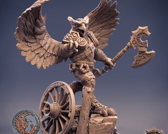 Aarakocra Fighter Ranger Barbarian | 28mm, 32mm, 75mm Scale Resin Miniature | Dungeons and Dragons | Daybreak  Miniatures