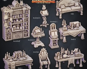 Alchemist&#39;s House Furniture Scatter Props Terrain | Solid Resin 28mm, 32mm| Dungeons &  Dragons 5e Miniature | Pathfinder RPG Tabletop DnD|