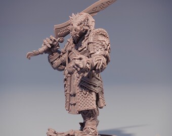 Dragonborn Fighter DnD miniature | 3 Sizes /Scale Resin Miniature | Dungeons and Dragons Miniatures | Pathfinder |