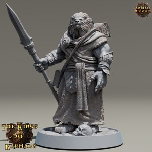 Leonin LionFolk Fighter Barbarian | 28mm, 32mm, 54mm, 75mm Scales,100mm Tall | Dungeons and Dragons D&D 5e | Pathfinder| Daybreak Miniatures