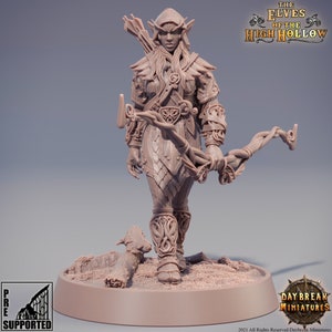 Female Wood Elf Ranger Archer |Elf Fighter|Miniature /28mm Scale /32mm/54mm /75mm/100mm scale  | Pathfinder Figure | Elf Figurine unpainted|