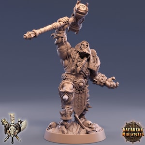 Orc Fighter Shaman Cleric with Battle Hammer | Scales: 28mm | 32mm |54mm |75mm | 100mm Megaboss | Dungeons and Dragons | Pathfinder |