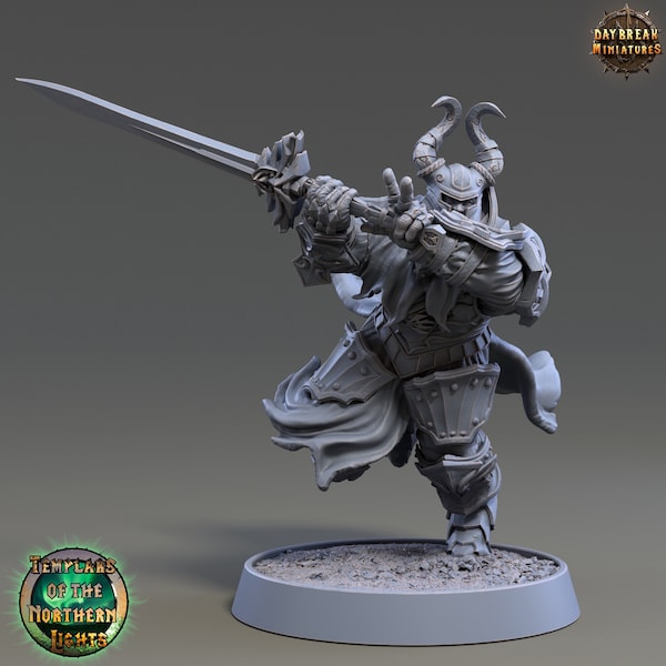 Oath of Vengeance Paladin, Fighter | 28mm, 32mm, 54mm, 75mm Scales | 100mm Tall | Dungeons and Dragons | Pathfinder | Daybreak Miniatures