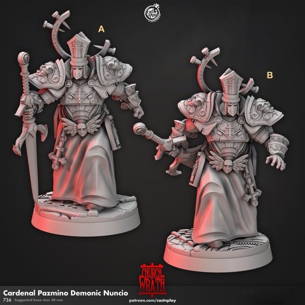 Cleric Inquisitor Knight Templar Unpainted Miniature | 28mm, 32mm,54mm,75mm,100mm Scales |Dungeons and Dragons Pathfinder |Lord of The Print