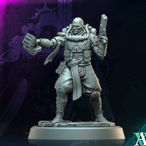 Żołnierz-weteran armii Sci-Fi w miniaturze | 5 rozmiarów / skal | Miniatura z żywicy | Morior Shocktrooper TPG
