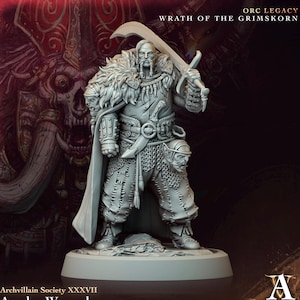 Human Ranger Fighter with Sword | Miniature | 28mm,32mm,54mm,75mm,100mm Scales | Pathfinder Figure | DnD Mini unpainted | Archvillain Games