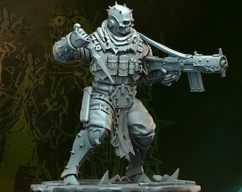 Miniatura de soldado de ciencia ficción Grimdark Hell Platoon, OPR Proxy, juego de guerra de mesa impreso en 3D