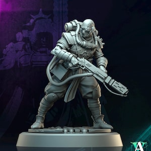 Żołnierz-weteran armii Sci-Fi w miniaturze | 5 rozmiarów / skal | Miniatura z żywicy | Morior Shocktrooper TPG