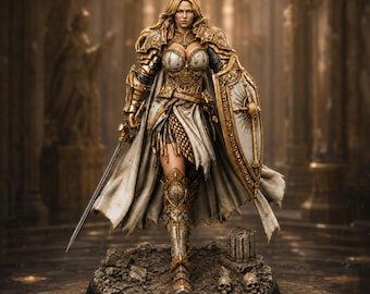 Female Paladin Miniature, Liora Sword Shield Holy Knight, PaintedOrNot Original DnD Pathfinder