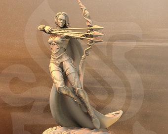 Vrouwelijke elfenvechter-scherpschutter, maanelf, Eladrin-miniatuur | 5 maten/schalen | Kerkers en draken