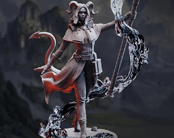 Tiefling Sorceress Miniature | Warlock Mage PC NPC | UNPAINTED Resin