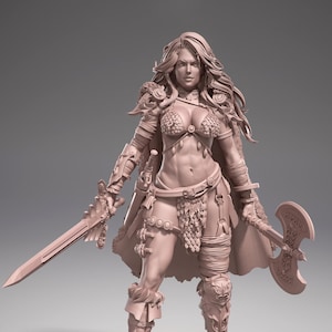 Female Legendary Fighter Battlemaster Barbarian PC or NPC | 28mm,32mm Scales also 50mm, 75mm and 100mm | Dungeons and Dragons | Pathfinder |