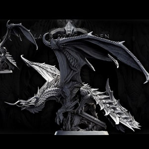 Legendary Chromatic Black Dragon (4 sizes) D&D Miniature | 310mm Wing Span,170mm Height | Resin Figurine |Dungeons and Dragons 5e Pathfinder