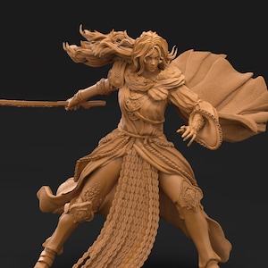 Lutadora Humana Feminina SwordMaster Ranger PC NPC | Escalas de 28 mm, 32 mm também 50 mm e 100 mm | Masmorras e Dragões | Desbravador | 3dArtGuy