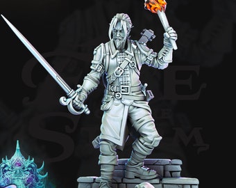 Human Male Bard Fighter Rogue Swashbuckler Adventurer PC or NPC | 28mm, 32mm, 75mm Scales | Dungeons and Dragons | Pathfinder |