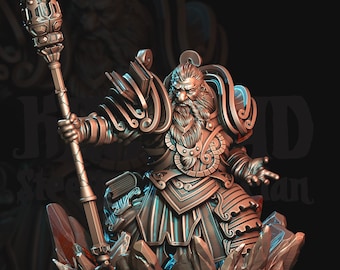 Dwarf Cleric Miniature | Mountain Dwarf Spell | Dungeons and Dragons | 28mm, 32mm, 54mm,75mm,100mm Scales| Pathfinder | Unpainted |