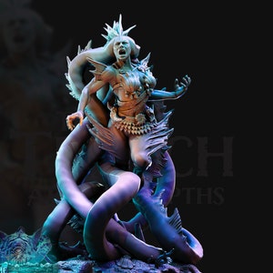 Cecaelia -Female Aquatic Monster | Resin Miniature|Dungeons and Dragons|28mm | 32mm/54mm/75mm/100mm|Pathfinder Cecaelia | DnD 5e|Underwater