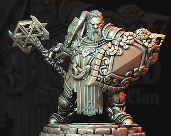 Dwarf Fighter with shield Resin Miniatures | Dungeons and Dragons | 28mm, 32mm,54mm, 75mm, 100mm Scale | Pathfinder | Figure for Painting|