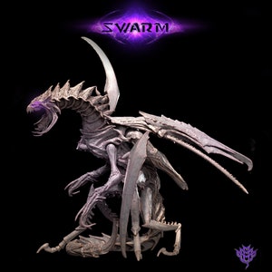 Insectoid Dragon Sci-Fi or D&D miniature | Sizes 50mm,60mm, 75mm,100mm Base Size | Dungeons and Dragons | Pathfinder | Mini Monster Mayhem