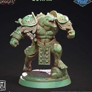 Crocodilian Brawler, Lizardfolk Lizardman mini | 28mm, 32mm, 75mm,100mm Scale Resin Miniature | Dungeons and Dragons Miniatures| Pathfinder