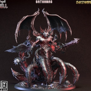 Greater Demon Lord - ArchDevil Resin Miniature|125mm TALL , 60mm, 80mm, 100mm (BASE Sizes) |  Nine Hells |Demon | Dungeons and Dragons |