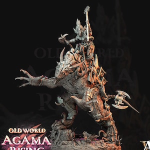 Lizardman - Lagarto folk en T-Rex 175mm de alto / 75mm Intrincado base decorativa / Resina impresa en 3D / Mazmorras y Dragones /