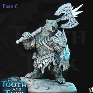 BearFolk Werebear with Double Axe | Available in 28mm,32mm,50mm,75mm Scales |Archvillain Games | Dungeons and Dragons |  Pathfinder |