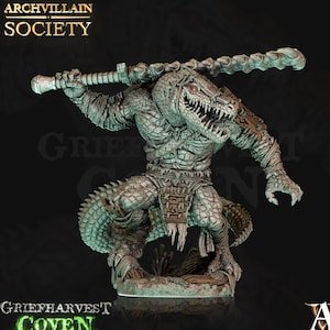 Crocodilian Ranger, Lizardfolk Lizardman mini | 28mm, 32mm, 75mm Scale Resin Miniature | Dungeons and Dragons Miniatures | Pathfinder |