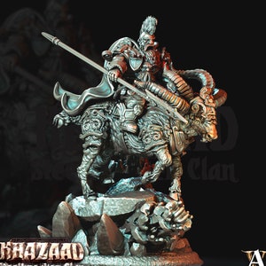 Dwarf Fighter Mounted on Ram | Scale 28mm, 32mm, 75mm | Resin Miniature | Dungeons and Dragons Pathfinder | Figure Painting |