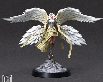Vrouwelijke Valkyrie-engel Celestial Paladin of Vengeance | 28 mm, 32 mm, 75 mm, 100 m schalen | Dungeons and Dragons 5e/Pathfinder | Aartsvijandspellen