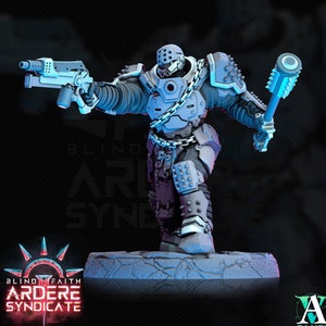 Arderite Heavy Infantry, Blind Faith, Ardere Syndicate | Sci-Fi Miniature 28mm,32mm Scales | 54mm, 75mm TALL | Resin Mini |Archvillain Games