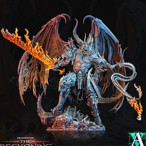 Galactic Demon Devil Lord Amaros Pit Fiend | 140mm, 112mm, 64mm Tall | 3d printed | Dungeons and Dragons | Archvillain Games Sci-Fi