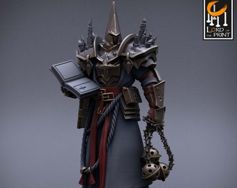 Cleric Holy Order Knight Templar Unpainted Miniature | 5 Sizes /Scales |Dungeons and Dragons Pathfinder