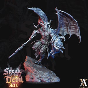 Greater Devil - Horned Devil 90mm tall | 50mm Base| 3d printed | Out of the Abyss | Demon | Dungeons and Dragons |