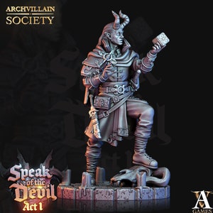Tiefling Warlock Miniature | 28mm, 32mm,54mm 75mm, 100mm Scales | Dungeons and Dragons | Pathfinder | Figure for Painting |