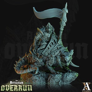 Wererat With Banner mounted on Dire Rat | Resin Miniature | Dungeons and Dragons | 28mm,32mm Scales | Pathfinder Ratfolk | D&D 5e |