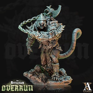 Wererat Fighter Warmonger with Flail | Resin Miniature | Dungeons and Dragons | 28mm,32mm,75mm Scales | Pathfinder ratfolk | D&D 5e |